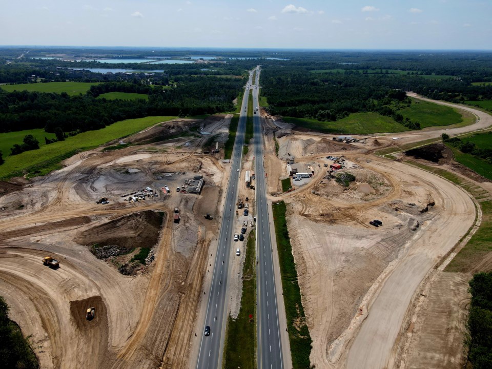 Construction on the new Hanlon Expressway interchange. File photoDerek Plesinski photo via GuelphToday.ca